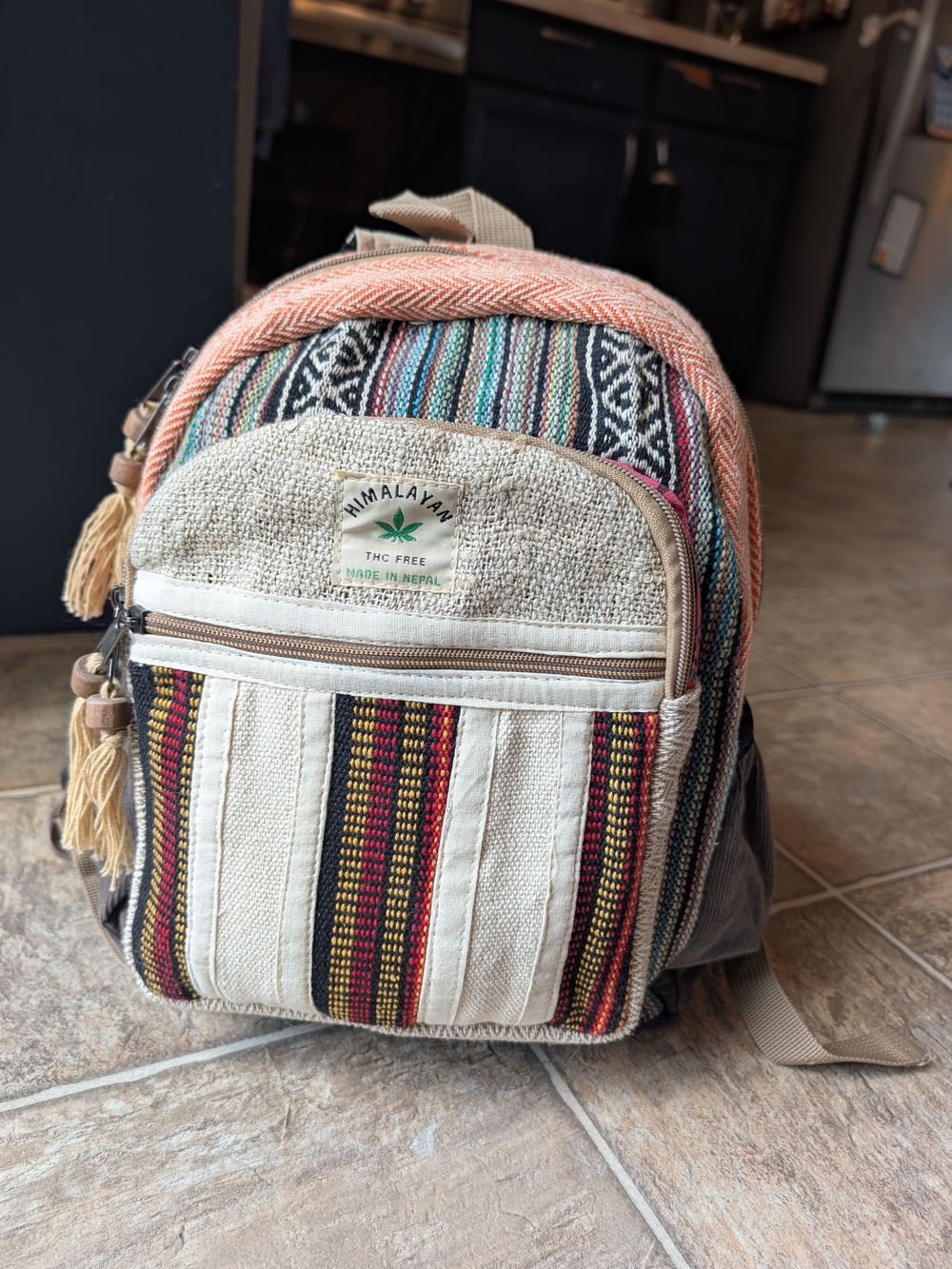 Himalayan Hemp Small Backpack Multicolor Handmade "THC Free" Laptop Sleeve